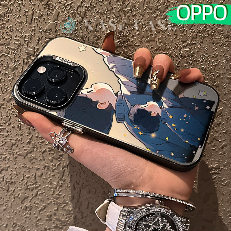 Lucu Stitch Glossy Hologram PC Case OPPO A18 A57 A16 A15 A17 A60 A3x A3s A5s A54 A53 A12 A31 A58 A1K
