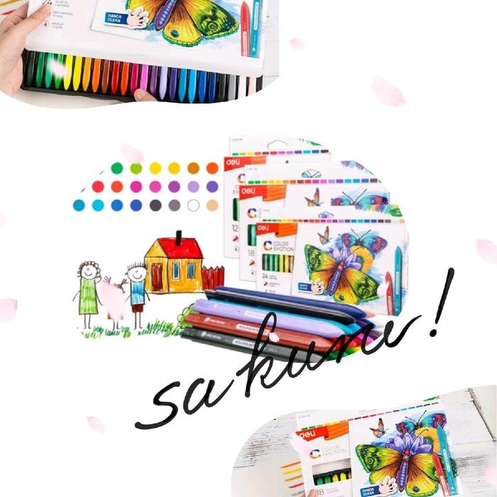 

[NEW COLLECTION] DELI COLOR EMOTION PLASTIC CLEAN CRAYON TRIANGLE KRAYON BERSIH - 12 warna