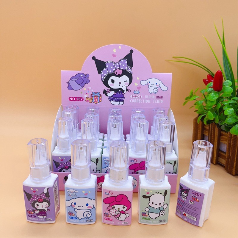 

HYPE N FANCY Tip-Ex Sanrio cair 15 ml / Correction Tape cair Sanrio Kuromi Pochaco Cinnamorol Melody / Tipex cair untuk anak sekolah kantor / kado unik stationery lucu