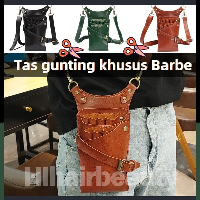 HIB-0235 NEW Dompet Gunting Tas Pinggang Gunting Rambut Paket Gunting Tas Gunting Kulit Asli Ikat Pi