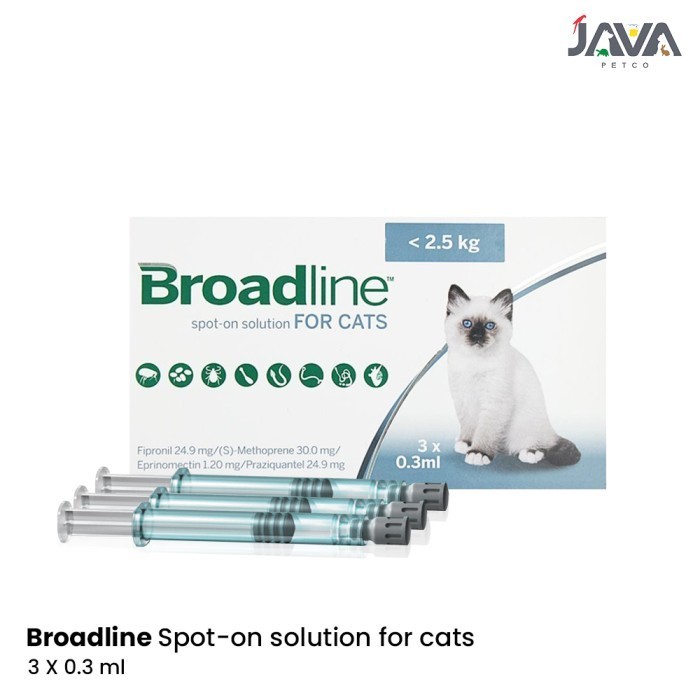 Obat Kutu, Pinjal, Scabies & Cacing Kucing Broadline S dibawah 2,5 kg