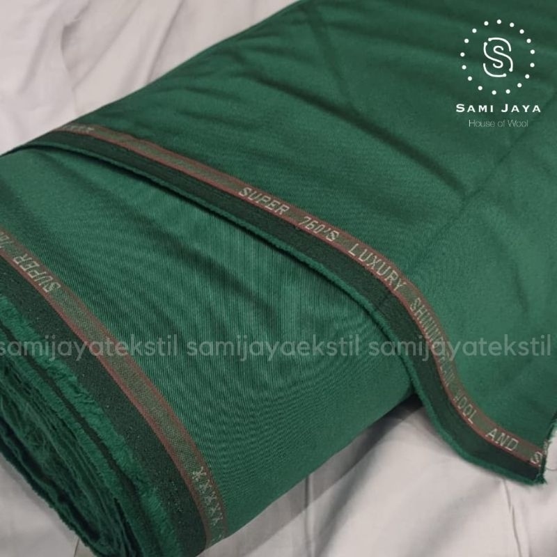 Kain Bahan Jas & Celana Wedding Semi Wool Shining HIJAU BOTOL