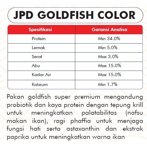 KL Pelet ikan koki JPD GOLDFISH COLOR untuk Meningkatkan Warna GR