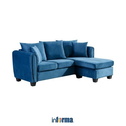 Informa  Lufkin Sofa Sudut Fabric - Biru Tempat Duduk Empuk Sofa Corner Fabric Couch Furniture Indoo