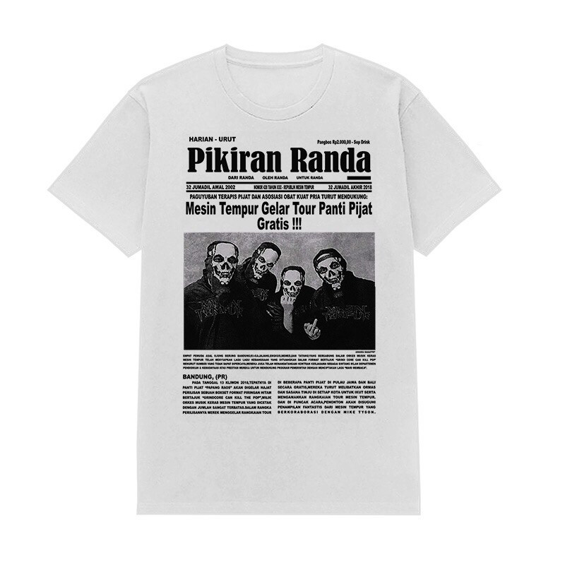 Tshirt MESIN TEMPUR - PIKIRAN RANDA Kaos Mesin tempur White Cotton combad 24s katun tebal lembut ade
