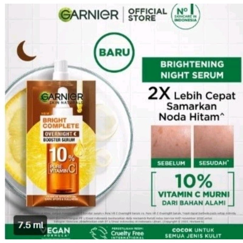 Garnier Bright Complete Overnight Serum | serum wajah GARNIER