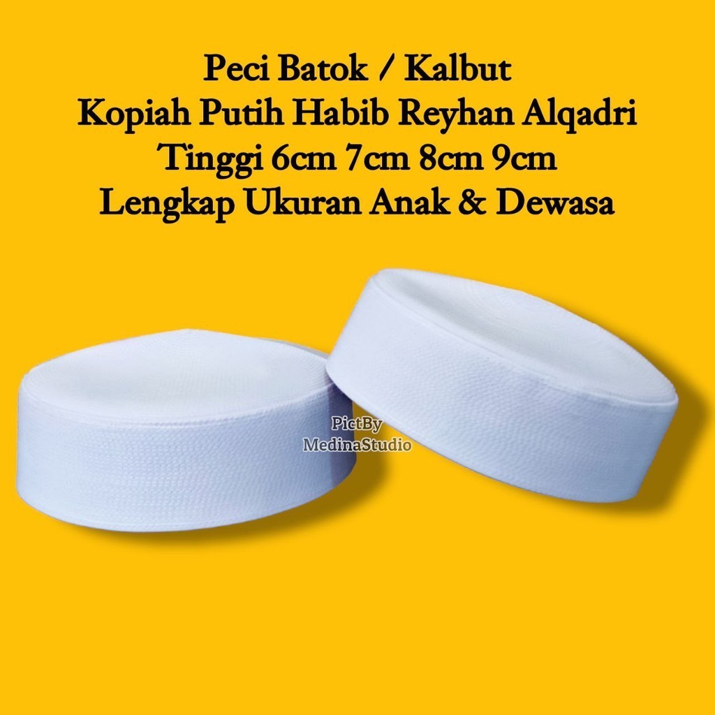 peci putih habib bahar songkok kopiah putih pendek/ songkok kalbut habib bahar tinggi 6 7 8 / peci b