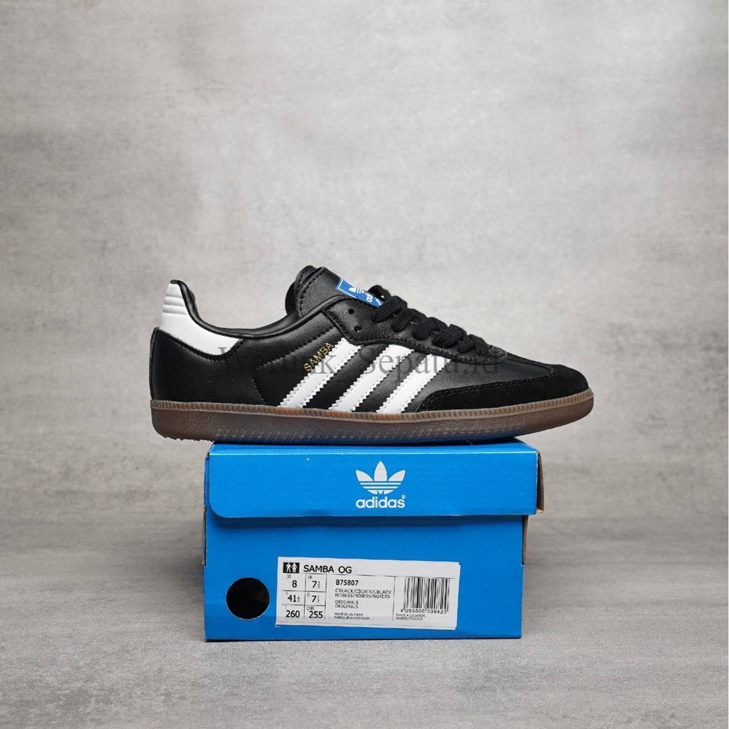 Sepatu Adidas Samba OG FT Black Gum Leather Premium Original BNIB Full Barcode Bonus kaus kakI