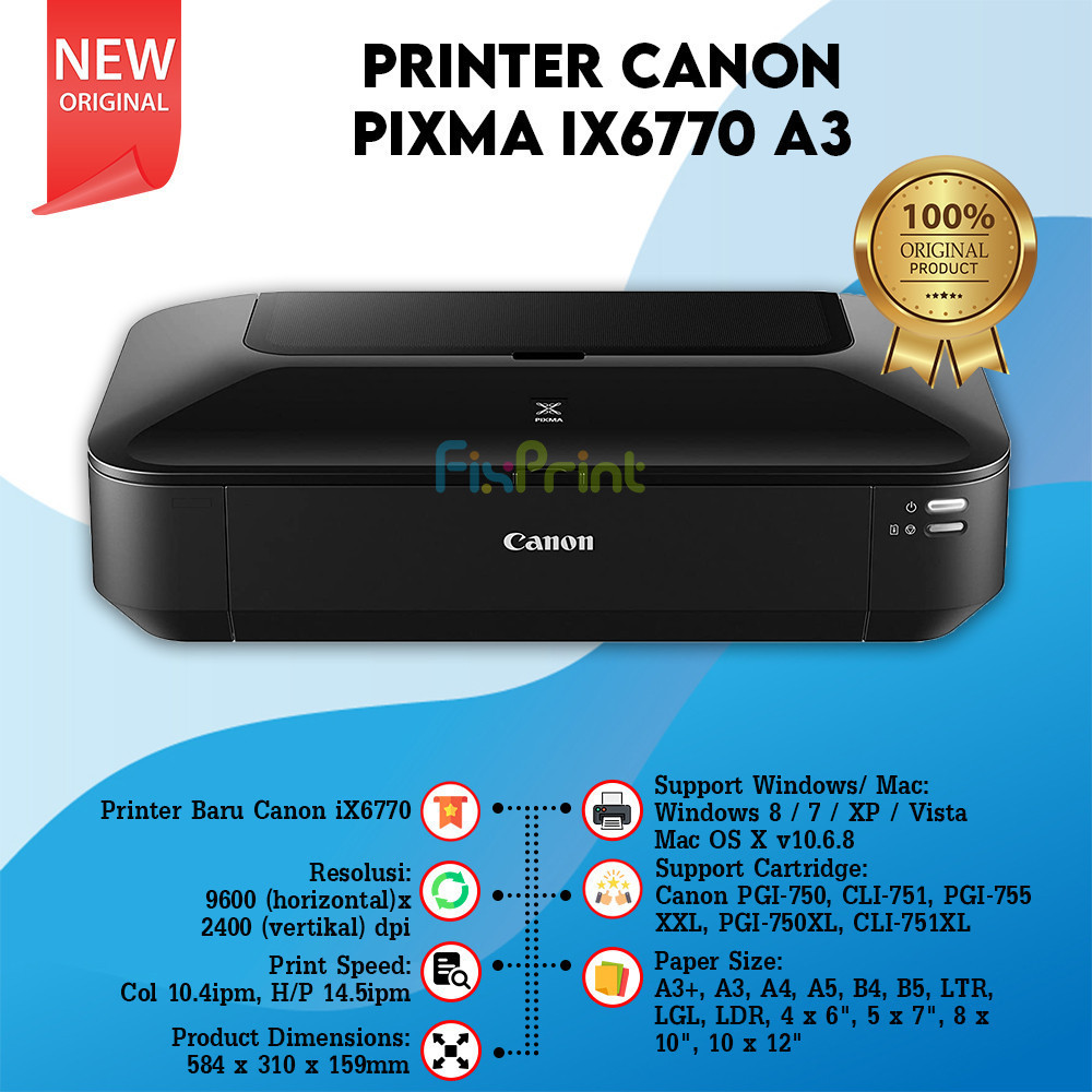 Printer Canon PIXMA IX6770 IX 6770 IX-6770 Print A3 GARANSI RESMI