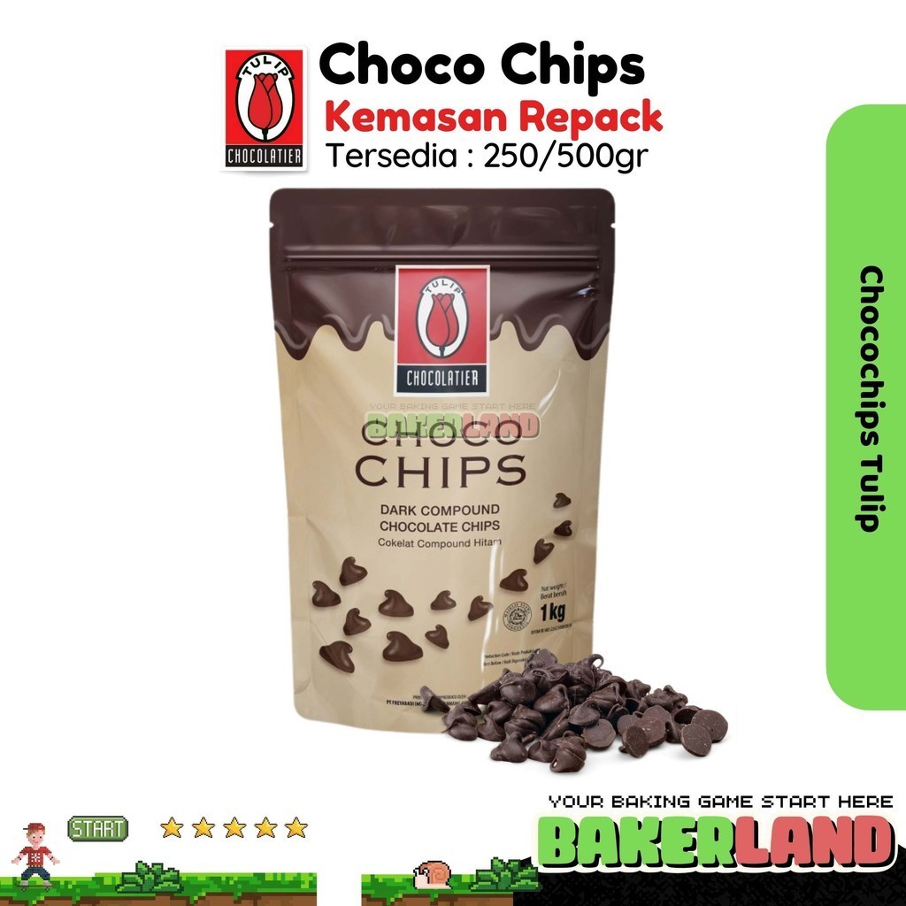 

Tulip Choco Chip Repack 250/500gr / Choco Chip Cokelat / Choco Chip Tulip Repack / Choco Chip Tulip Cokelat