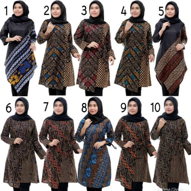 TUNIK BATIK WANITA MOTIF SONGKET KOMBINASI KOTAK l LIRIS RESPATI GARIS SERAGAM BATIK/ BATIK NASIONAL