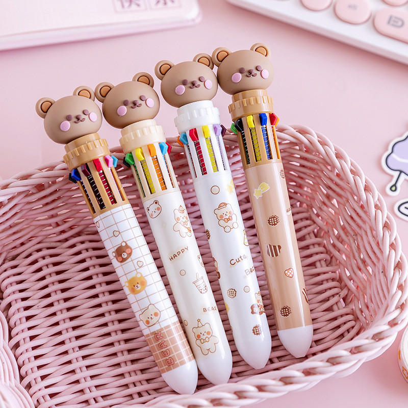 

✨AWC✨ PULPEN KARAKTER TEDDY BEAR 10 DAN 6 WARNA / PULPEN WARNA WARNI