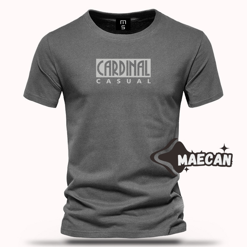 Kaos Pendek Cardinal Casual Sablon Putih Baju Pria Wanita Terlaris Cewek Cowok Maecan Store