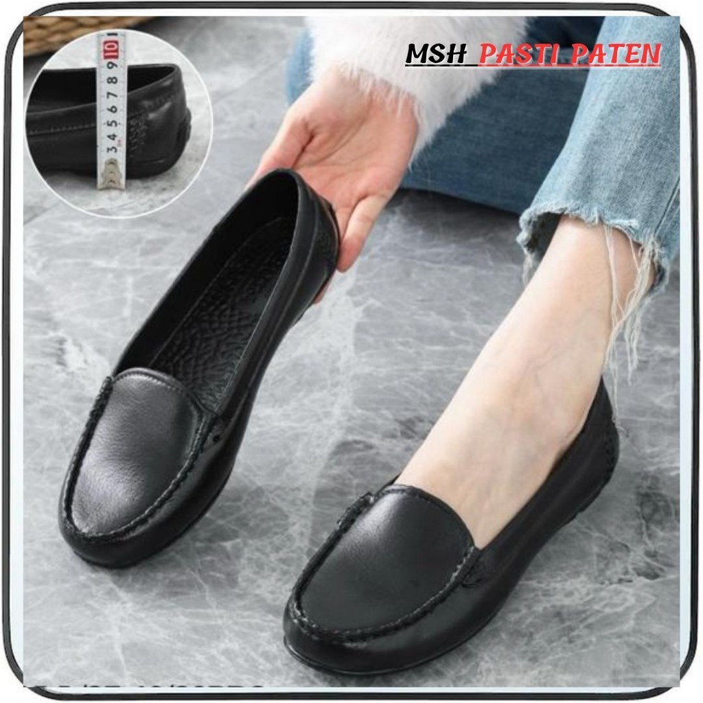 Nexas Sepatu Pantofel Wanita Import Sepatu Hitam Kerja Anti Slip