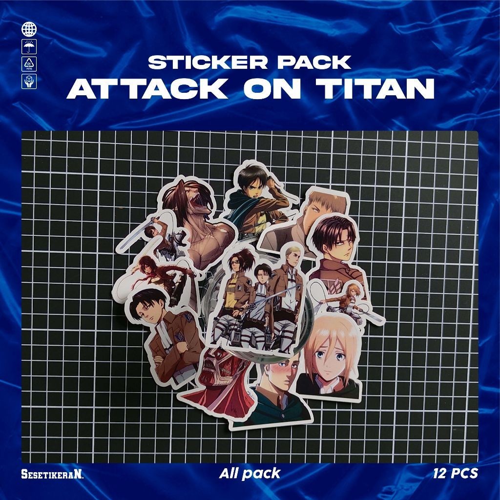 

COD✨ Sesetikeran Stiker Pack Anime Attack On Tiran Untuk Koper Laptop Skateboard