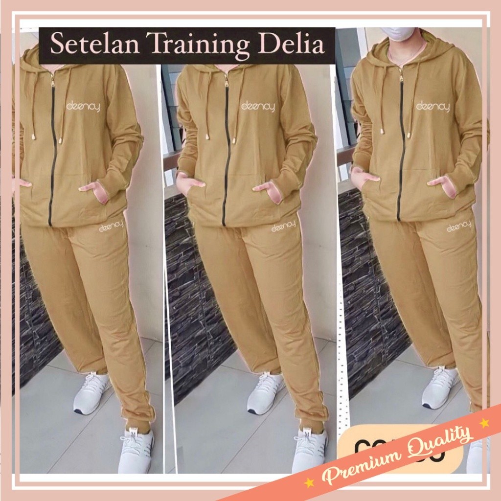 Set Olahraga Pakaian Sport Healing Jogging Murah Korean Style / WWW - SETELAN DELIA HODDIE L, XL, XX