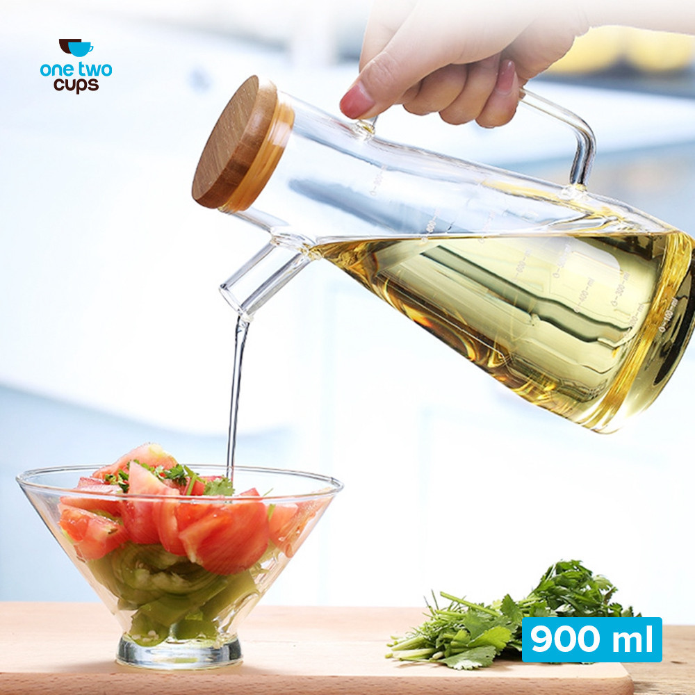 Botol Minyak Borosilicate Glass Oil Pot 900ml - Transparent| Tempat Minyak Botol Minyak Kaca Borosil
