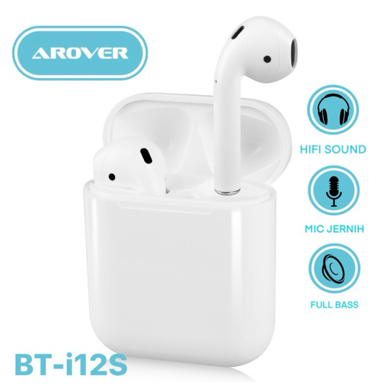 TWS EARBUDS EARPHONE BLUETOOTH BT I12 AROVER SUPER JERNIH MIC JERNIH
