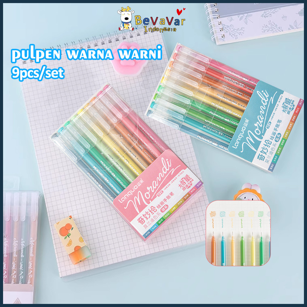 

BEVAVAR pulpen warna warni 1 set gel pen isi 9 gel pen morandi 0.5mm