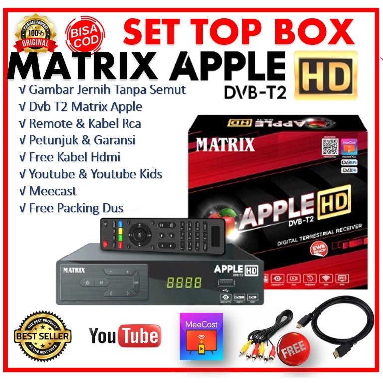 Set Top Box Matrix Apple Full Hd DVB T2 & C STB Matrix STB Digital Setopbox Matrix Receiver Matrix
