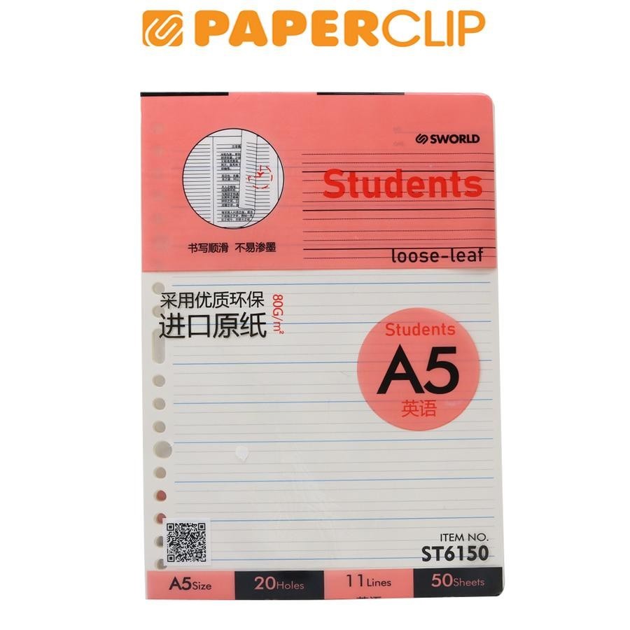 

LOOSE LEAF A5 SWORLD STUDENTS ST6150 20H 50P DOT LINES