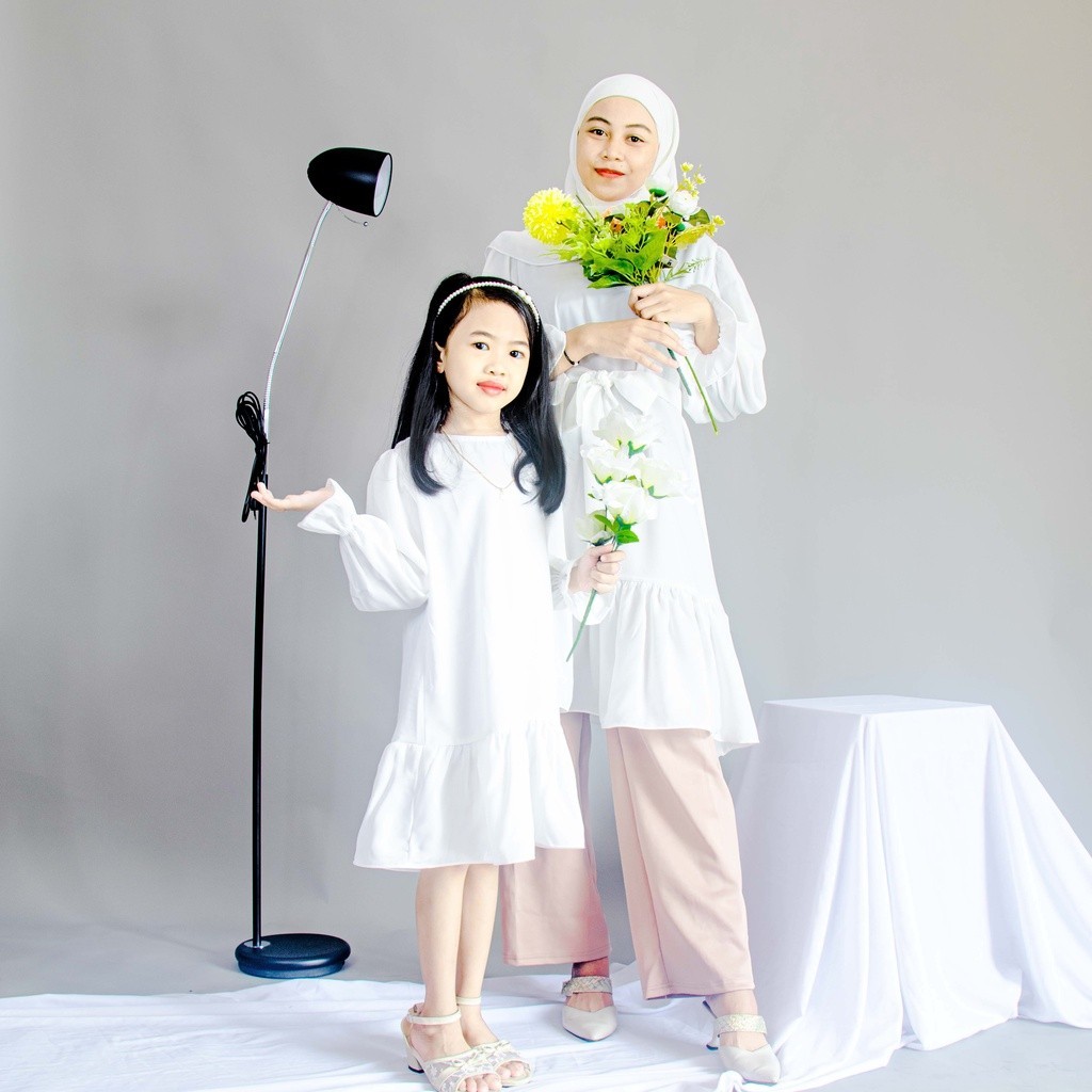 RAYA TUNIK PUTIH KEKINIAN | TUNIK PUTIH RUFFLE/ GAMIS MODEL BARU MURAH
