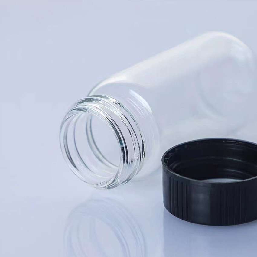 CUCI GUDANG HOT SALE 5PCS BOTOL KACA CLEAR KECIL 10 ML/20 ML/50 ML TUTUP ULIR HITAM BOTOL KACA