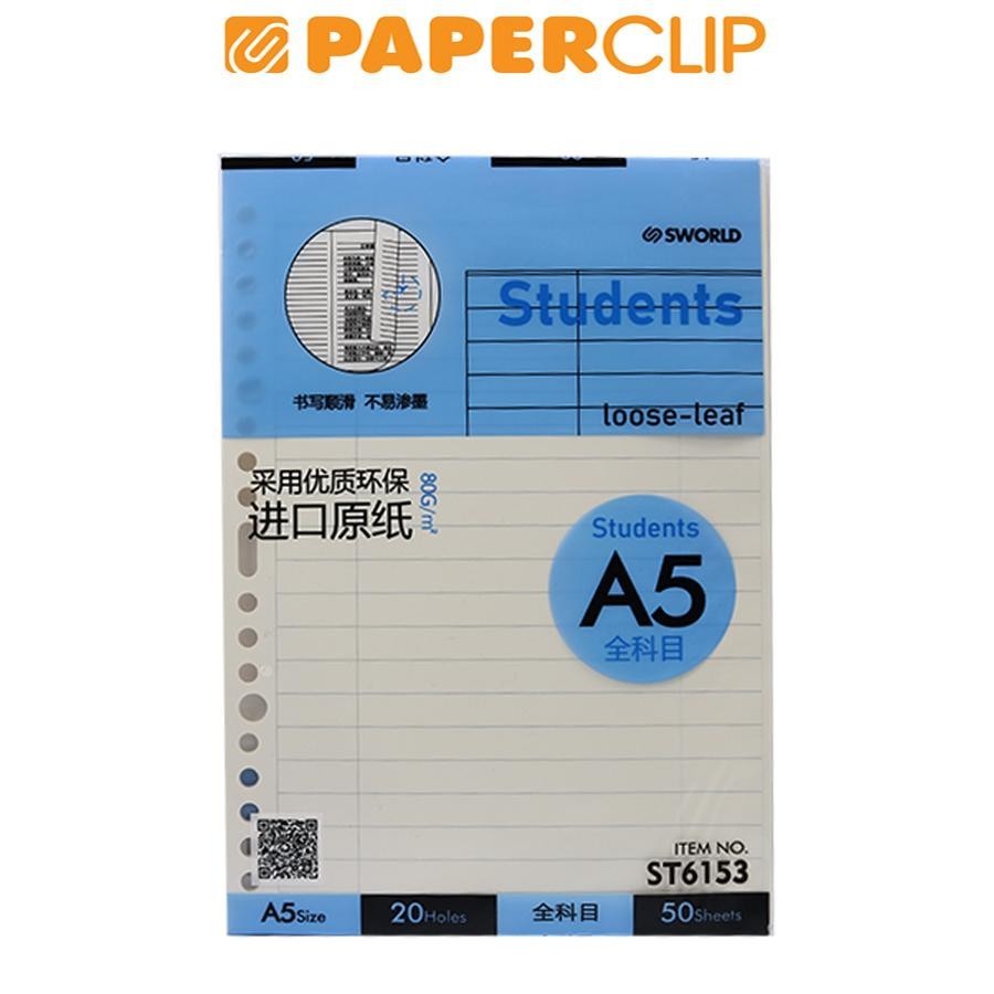 

LOOSE LEAF A5 SWORLD STUDENTS ST6153 20H 50P ALL SUBJECTS