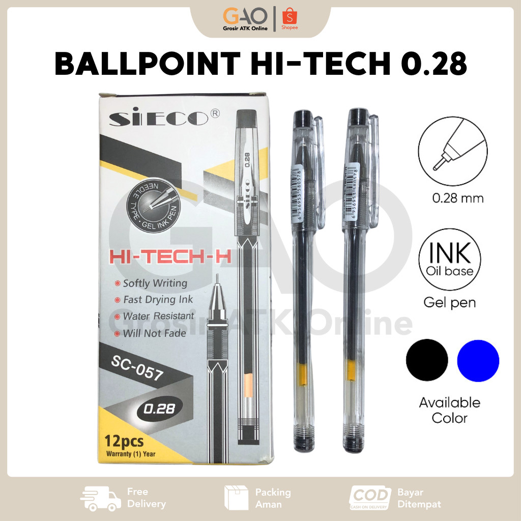 

Ballpoint Hi-Tech-H Sieco 0.28mm SC-057 ( 1 Pack Isi 12 PCS )