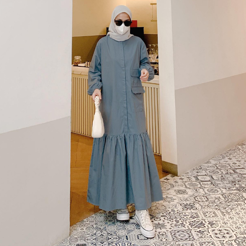 Adena Dress Varian Stone | Fashion Wanita Muslimah | Korean Style | Hijab Daily | OOTD Casual | Keki