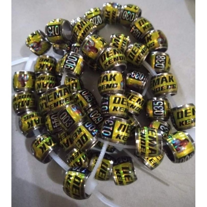 10 biji Ring Burung Merpati Cincin Burung bahan Baja Model Gentong bisa pesan Nama No Hp