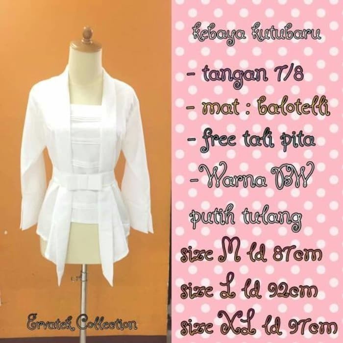 

✨READY✨ -Kebaya Kutubaru Balotelli T017 Tangan 7/8 Warna BW atau Putih Tulang