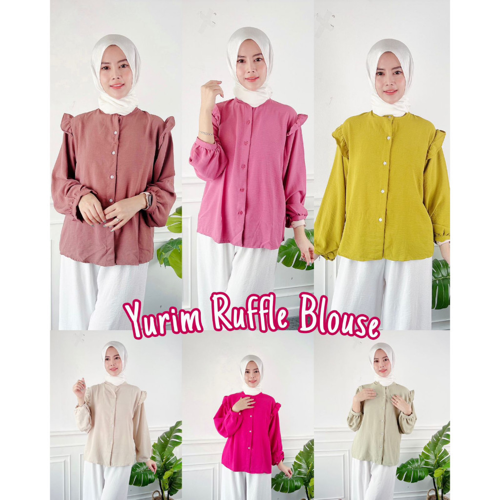 PREMIUM AIRFLOW CRINCLE Gammaraki Yurim CRINCLE  Ruffle Blouse Keren