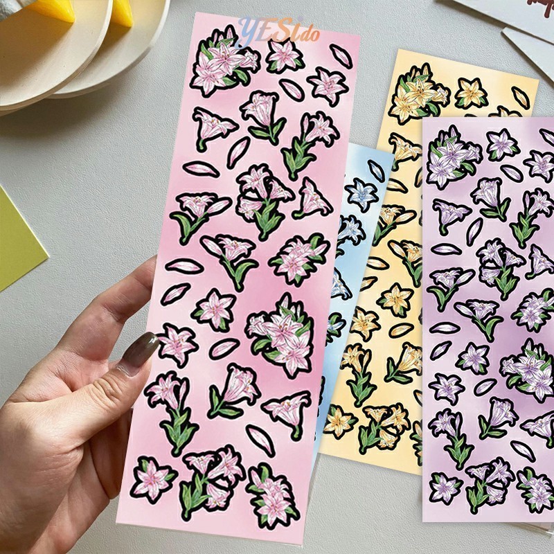 

COD✨ Stiker Bunga Di Stiker Buku Pegangan Laser Stiker Dekoratif Diy-YES