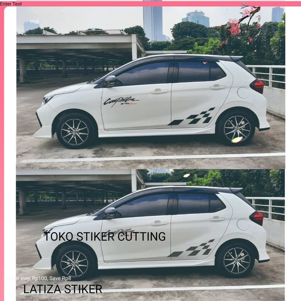 CUTING STIKER MOBIL STIKER LIS STRIPING MOBIL Stiker Mobil Agya keren merah Ayla Lis Variasi Competi