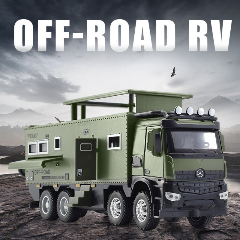 Diecast Miniatur Mobil OFF ROAD RV Mercedes Benz Arocs Nomadism Navigator F II HQ Skala 1:24 Truck M