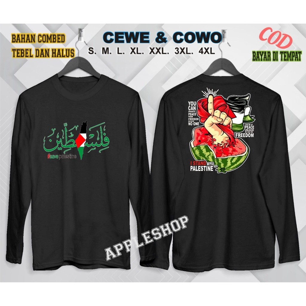 Indo  Kaos Db Palestina Semangka Arab Lengan Panjang Kaos Murah Kaos Pria Dan Wanita Kaos Putih Hita