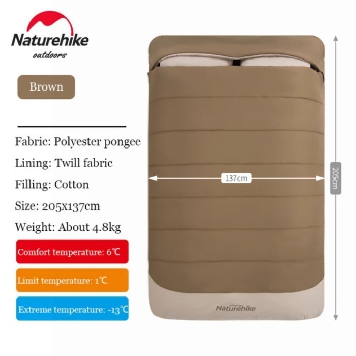 SLEEPING BAG DOUBLE WITH PILLOW NATUREHIKE NH21MSD02 KANTONG TIDUR
