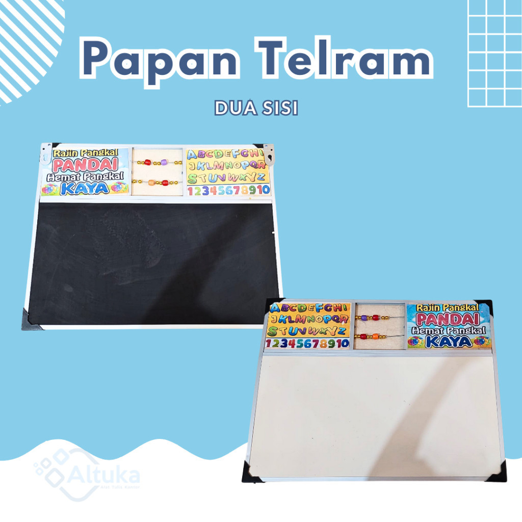 

Papan TELRAM tulis / Whiteboard Anak + Papan Kapur