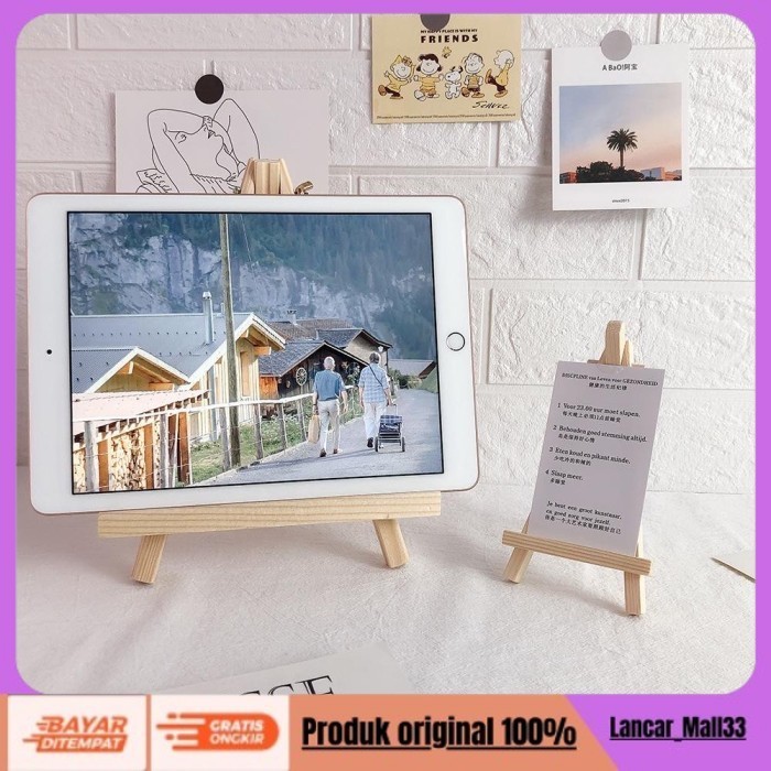 

TERJANGKAU Wood Phone Holder Ipad Holder Wood Standing Frame Aesthetic Kayu - Kecil