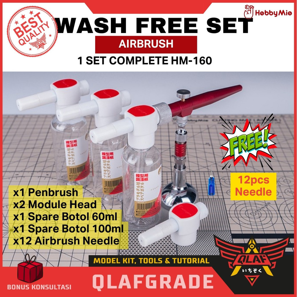 Airbrush WASH FREE SET HM-160 Hobby mio Clean Free AirBrush - penbrush spray cat anti ribet