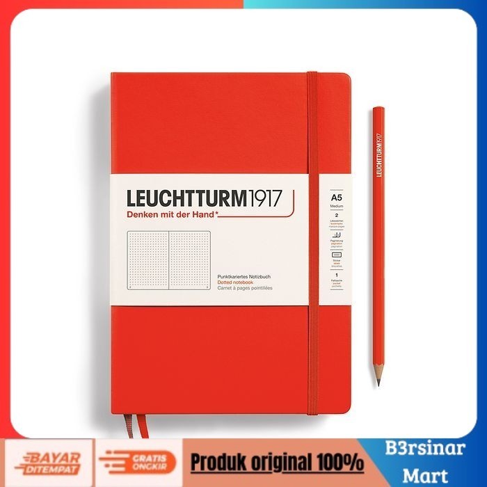 

[KUALITAS TERBAIK] LEUCHTTURM 1917 Notebook Medium A5 251p. Hardcover 2 - Lobster, Dotted