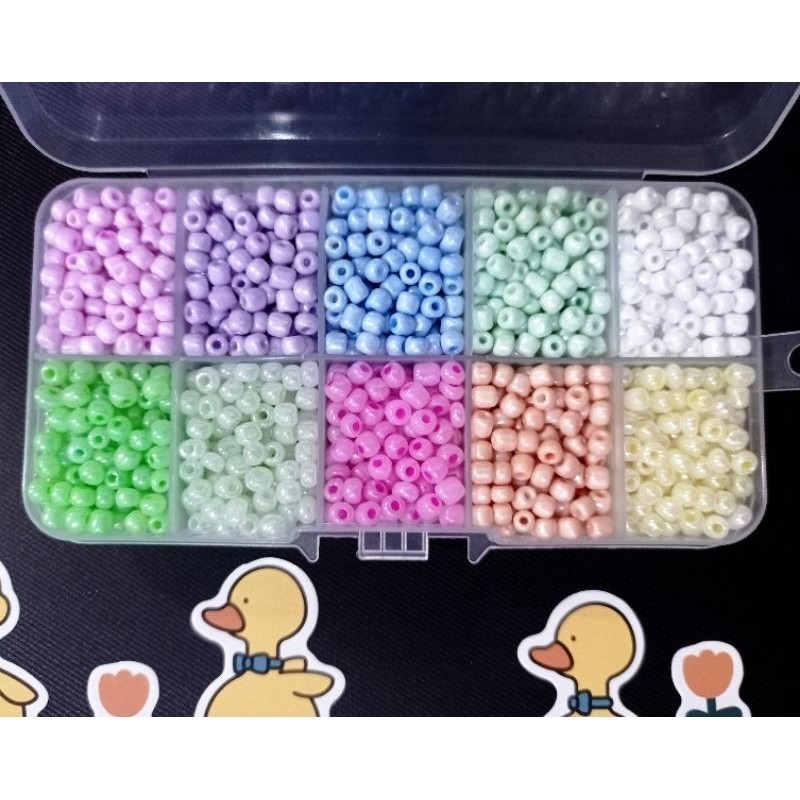 DIY paket tebus murah manik manik pasir  + kotak + tali mute pasir PASTEL kilap gelang kalung akseso