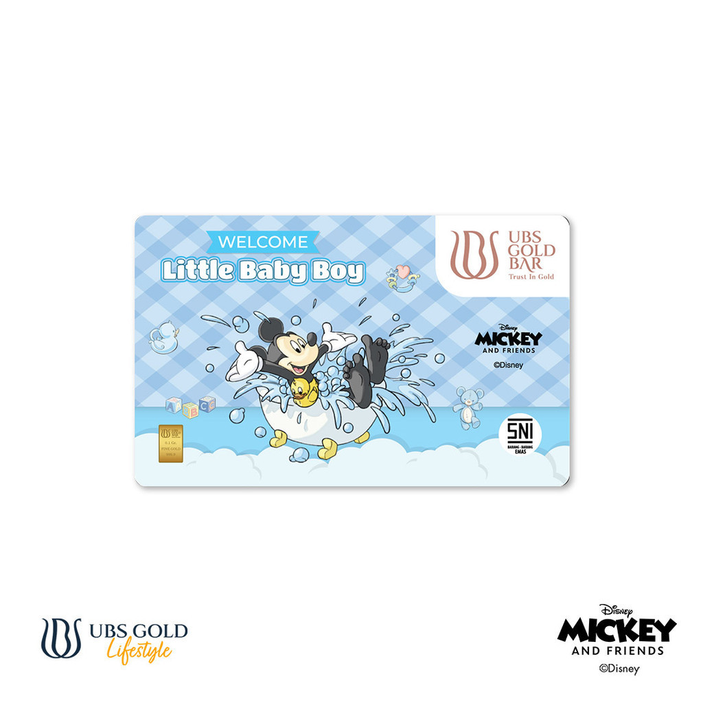 UBS Gold Logam Mulia Disney Mickey Mouse New Born Baby Boy 0.1 Gr