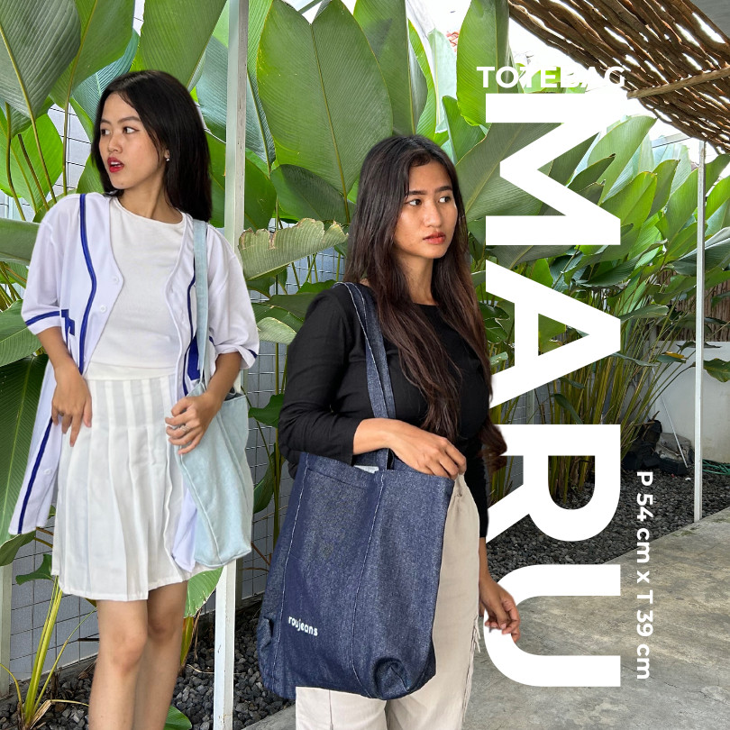 TAS BAHU / TAS LAPTOP / TAS KULIAH / TOTEBAG JEANS MARU - ROUJEE JOGJA