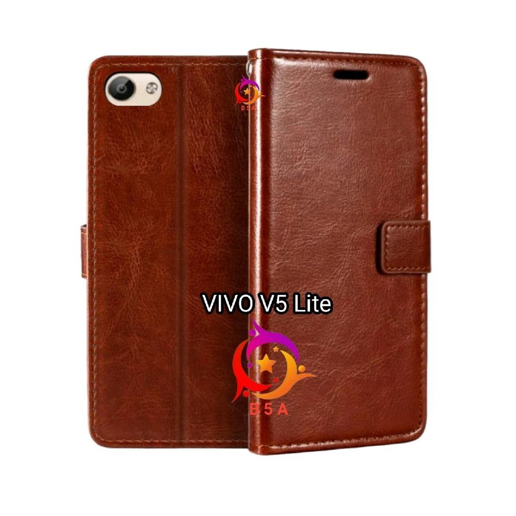 Case VIVO V5 Lite Flip Cover Wallet Leather Casing Dompet Kulit ( Case Untuk-Vivo V5 Lite ) Slot Car
