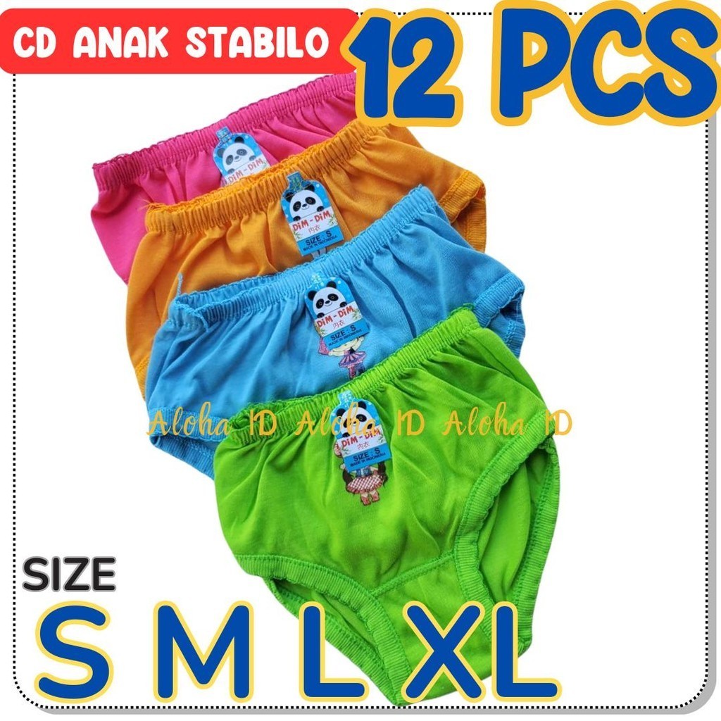 Lusinan 12 PCS Celana Dalam Anak Perempuan Stabillo CD Anak Cewek TK SD Grosir