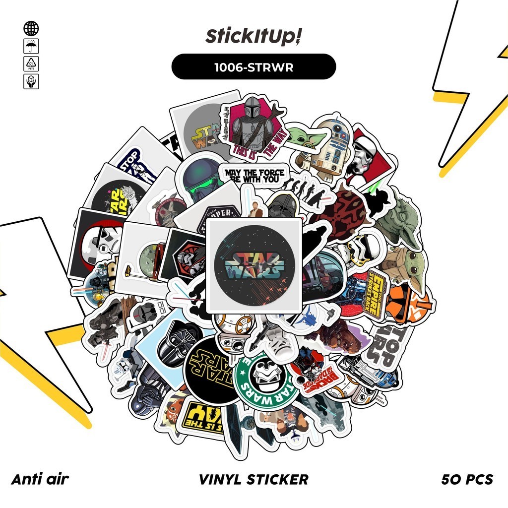 

COD✨ 100 Pcs Stiker Pack Star Wars v4 Lucu Aesthetic Vynil Waterproof untuk Freebies Sticker Buku Journal Casing HP Laptop