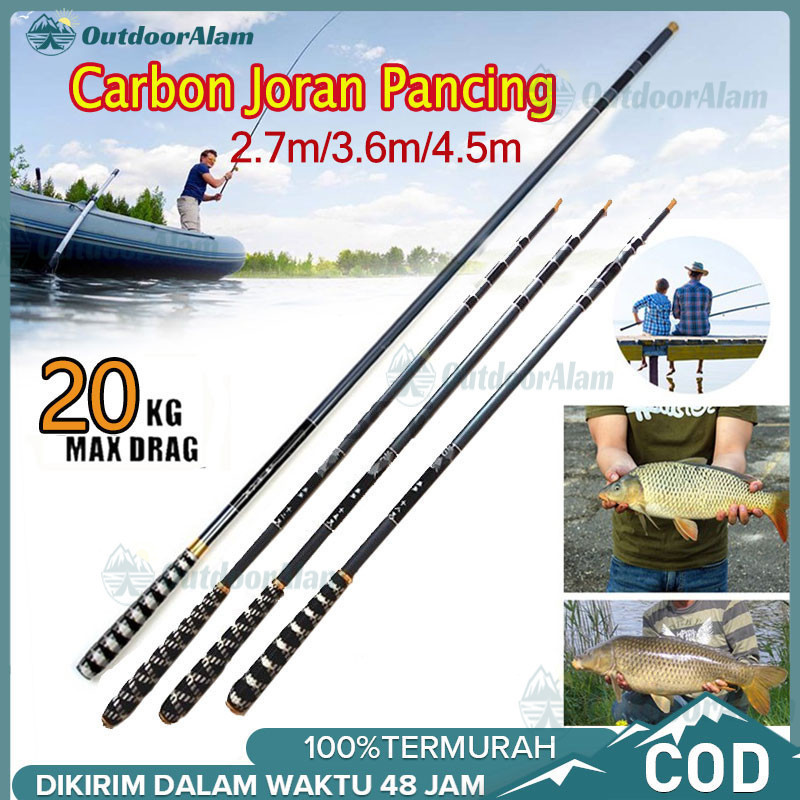 2.7/3.6/4.5/m seharga JORAN TEGEK PANCING MURAH KAGAWA FIBER COMPOSITE CARBON /Telescopic Carbon Fib