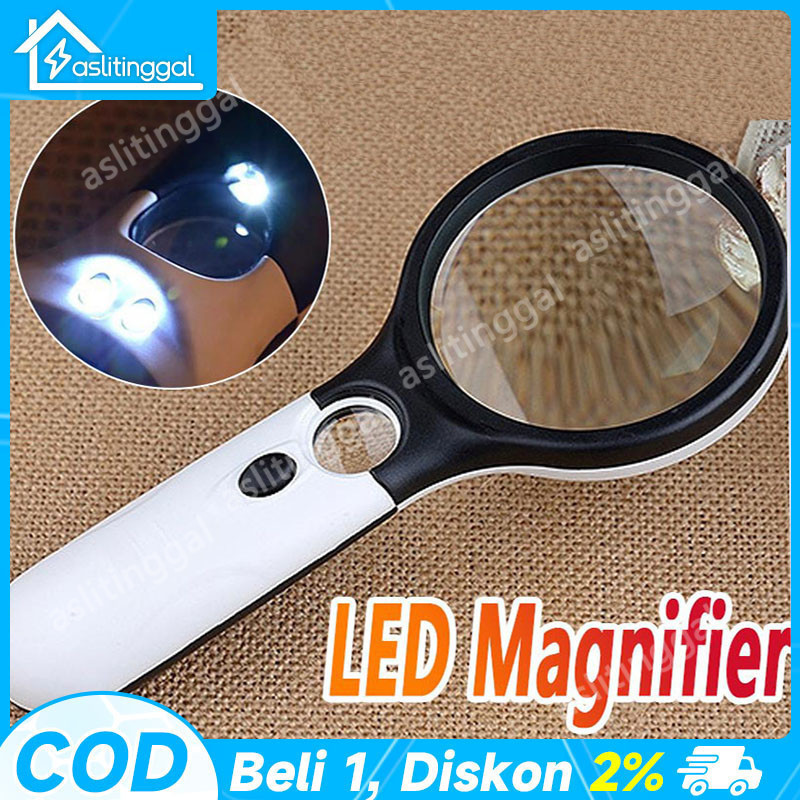 

2in1 Magnifier Gelas Kaca Pembesar Dengan Lampu 3 LED Loop Magnifying Untuk Membaca dan Perhiasan